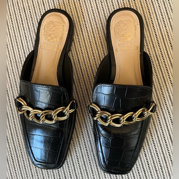 Vince Camuto Black & Gold Mules - Picture 5 of 9